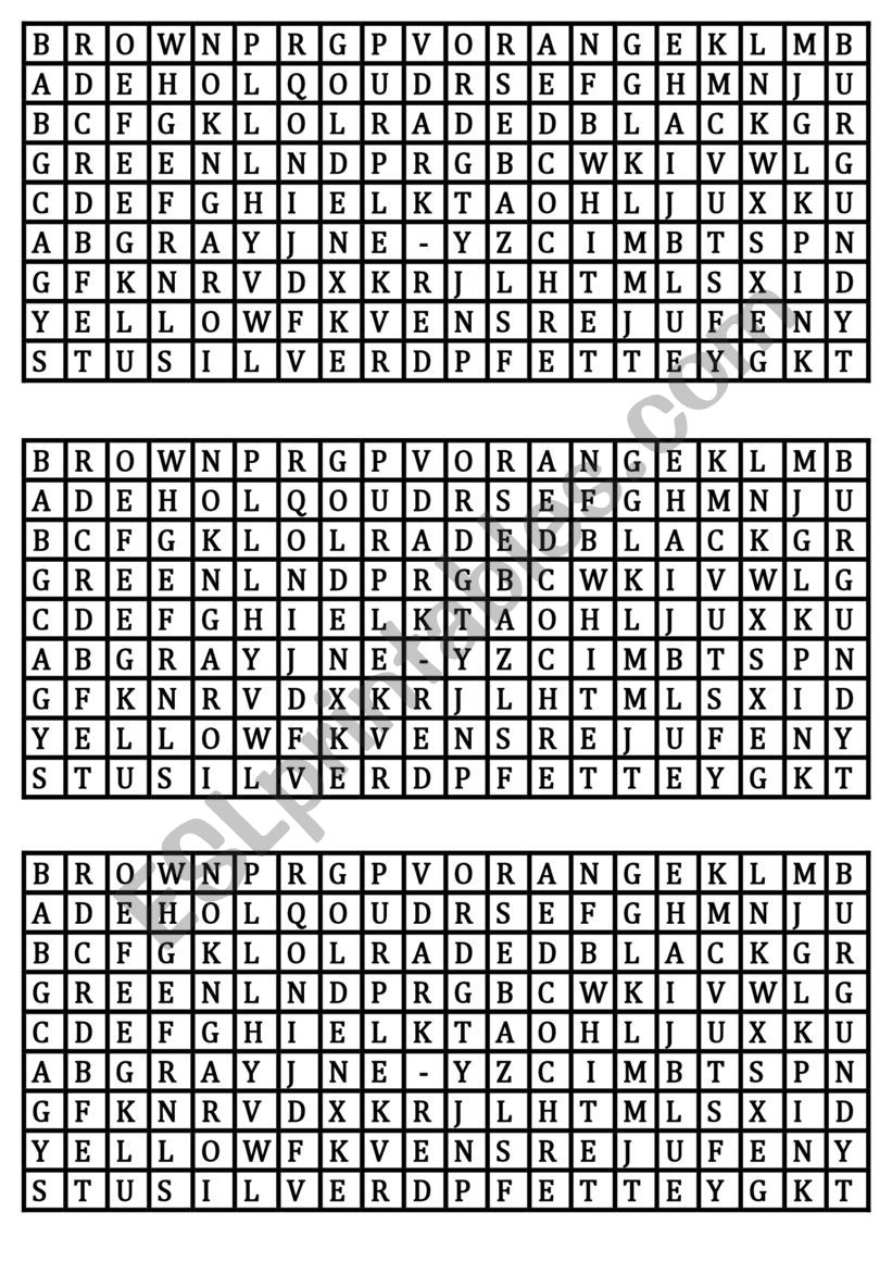 WORD  HUNT - COLORS worksheet
