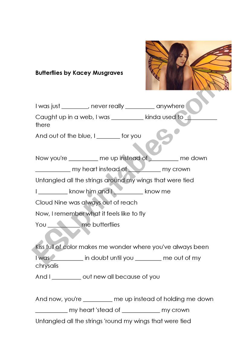 Butterflies by Kacey Musgraves - Song Activity 