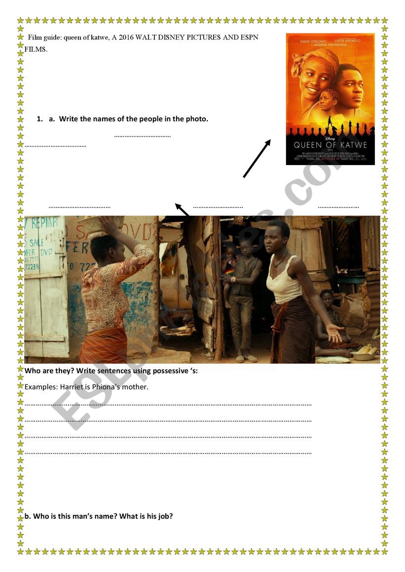Movie Queen of Katwe worksheet