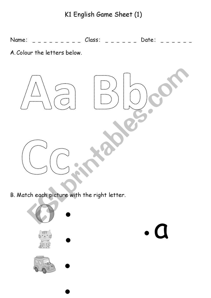 A B C Phonics worksheet