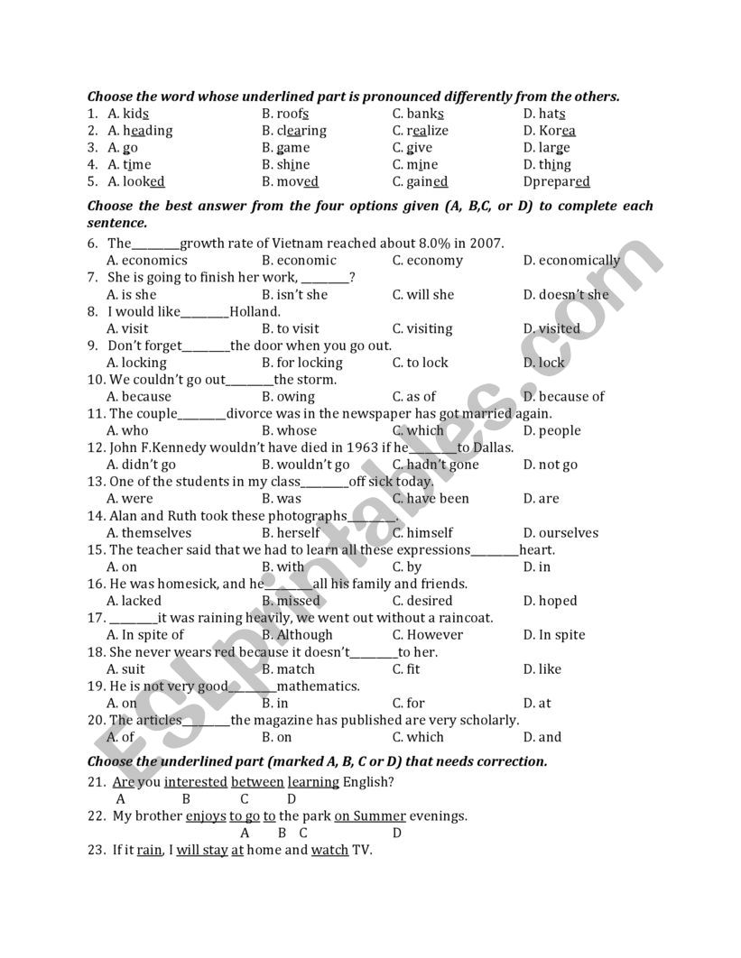 GRAMMAR worksheet