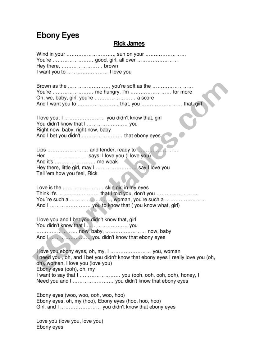 SONG worksheet