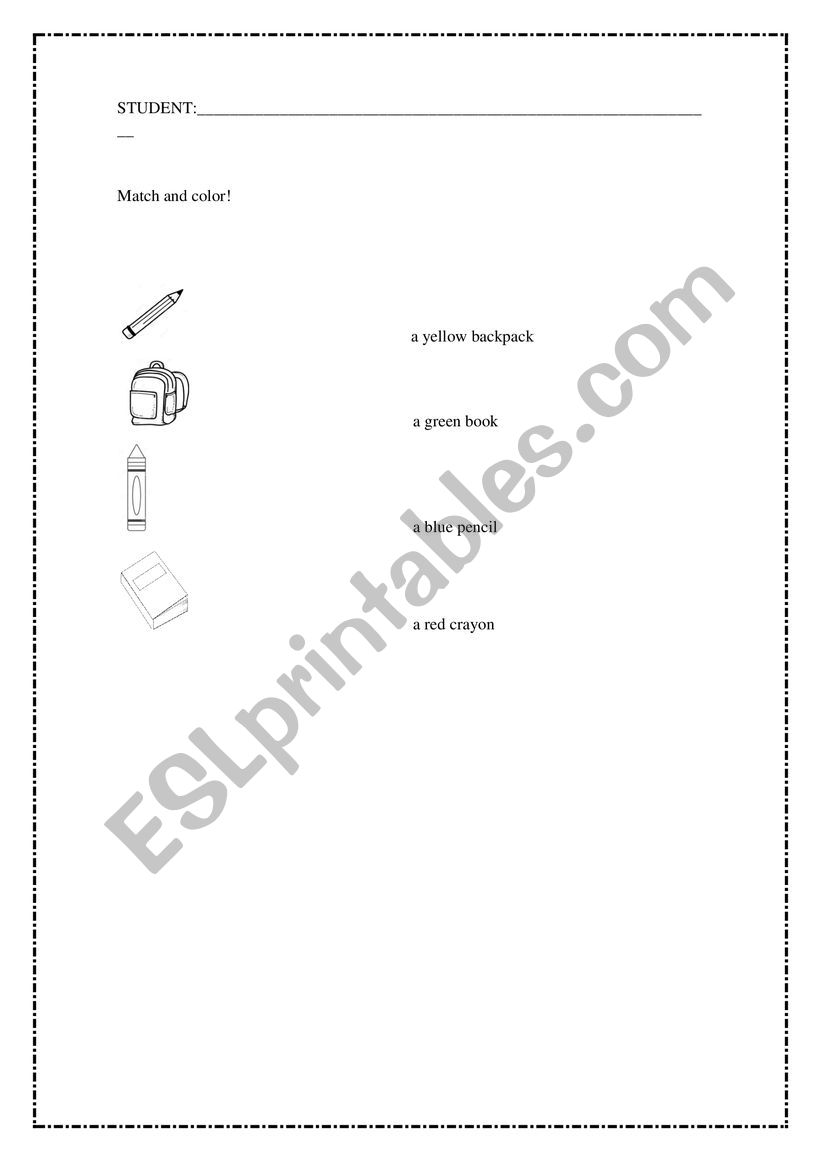 MATCH AND COLOR worksheet