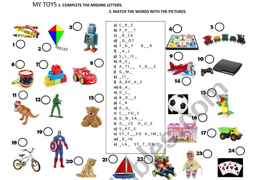 TOYS worksheet