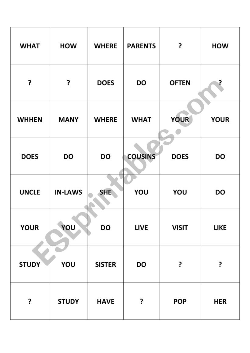 Unscramble the questions worksheet