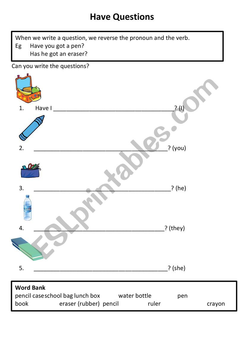 Have Questions worksheet