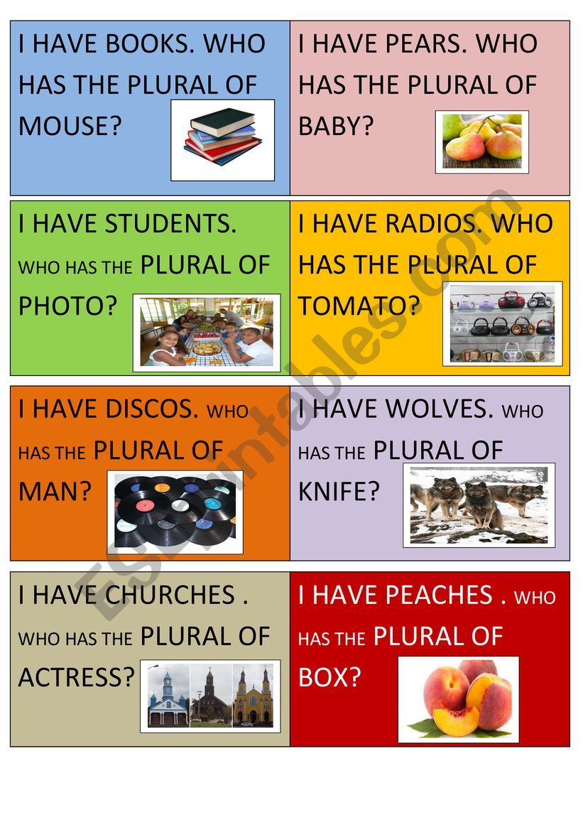 PLURAL GAME worksheet