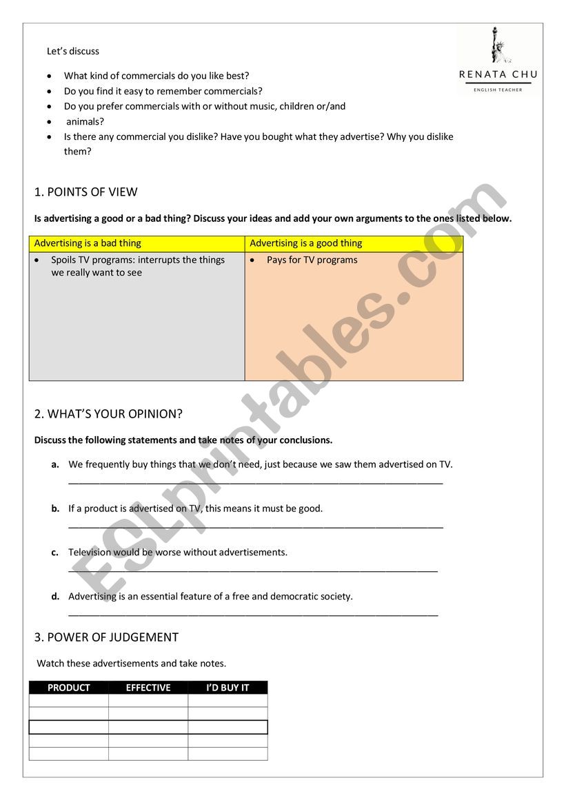 Commercial worksheet