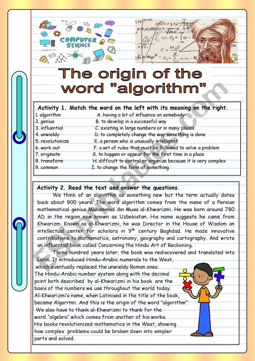 The origin of the word algorithm