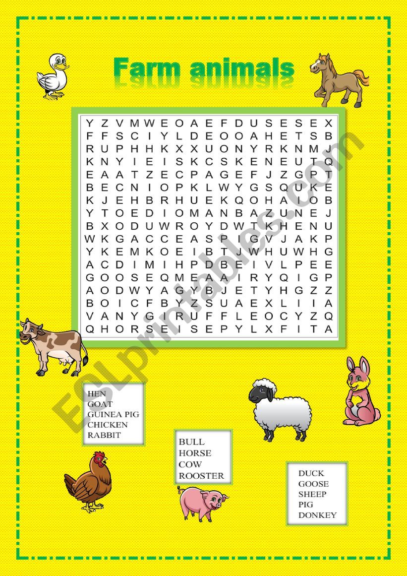 farm animals puzzle worksheet