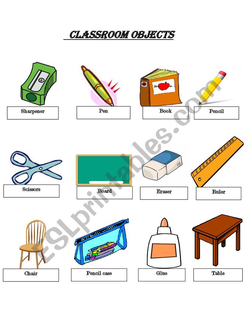 Classroom Objects Vocabulary worksheet