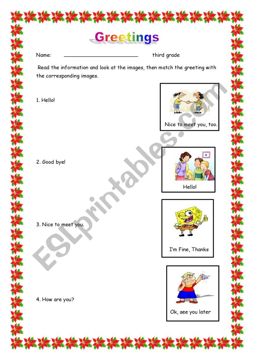 greeting worksheet  worksheet