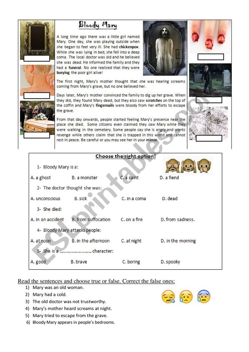 Bloody Mary- Reading Comprehension
