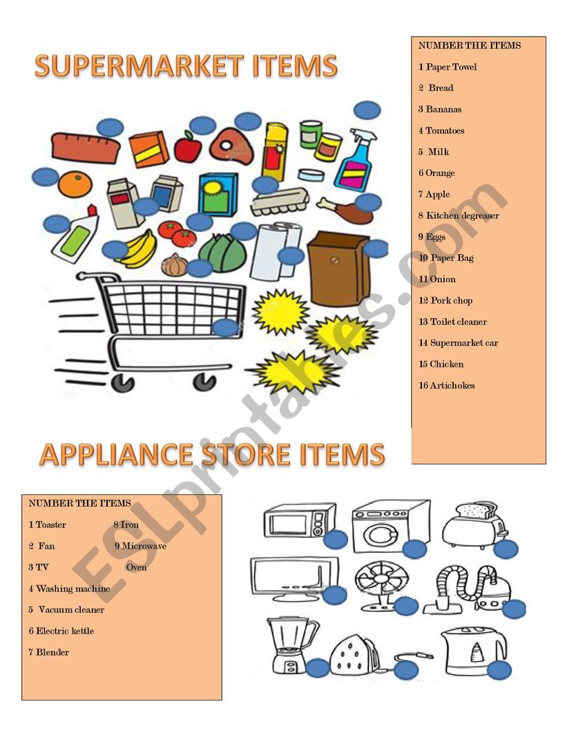 SUPERMARKET ITEMS GOODS AND SERVICES - ESL worksheet by Giorginella Throughout Goods And Services Worksheet