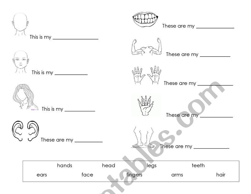 Parts of the body: this-these worksheet