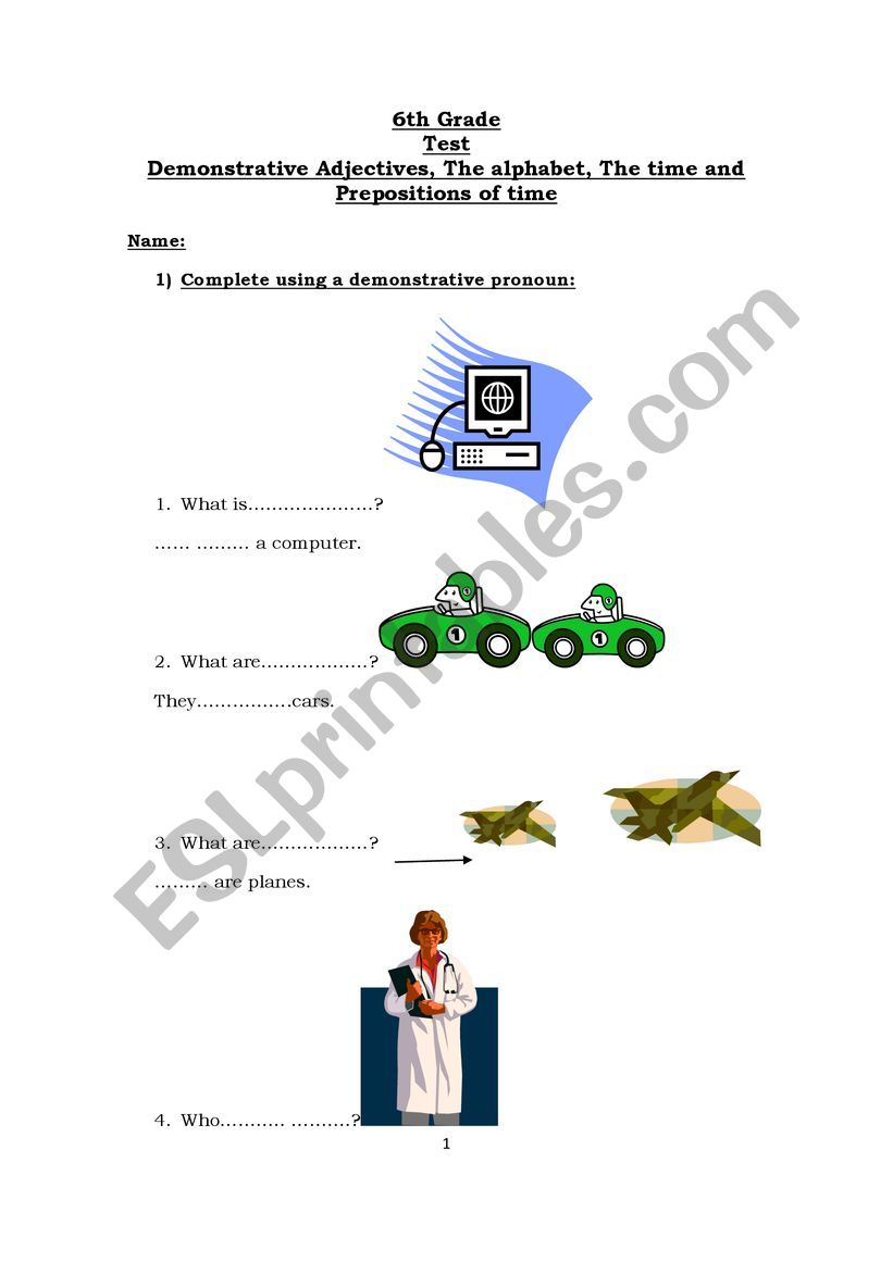 test for 6th graders worksheet