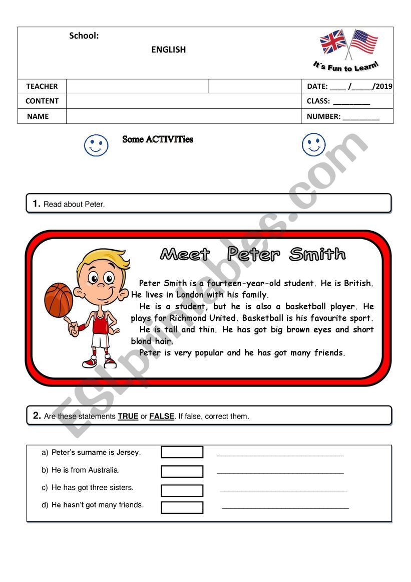 Review Activities worksheet