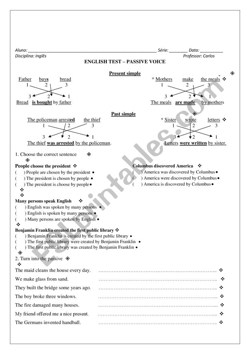 Passive voice worksheet