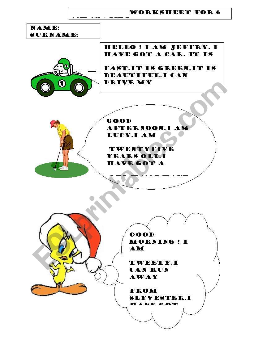 speaking cartoons worksheet