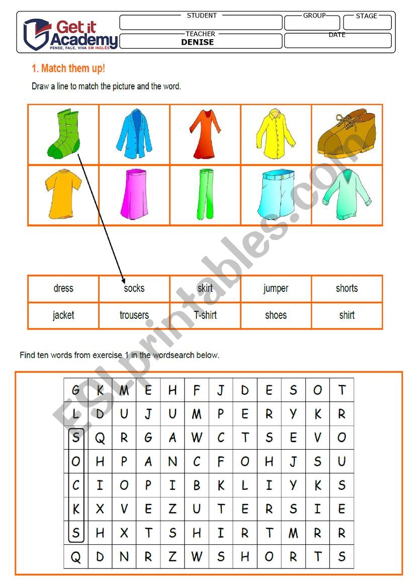Clothes for children worksheet