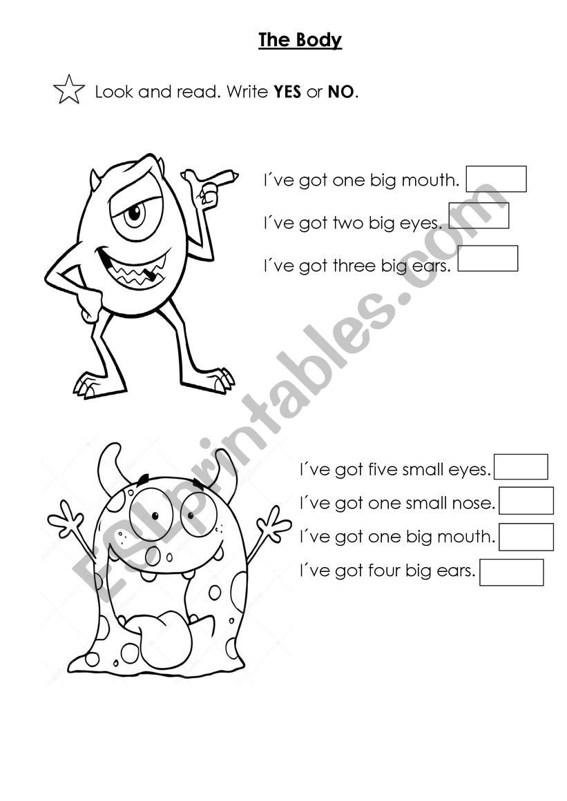 My Body - Monsters worksheet