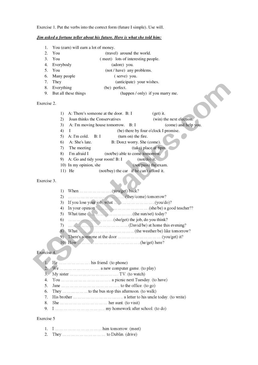future tense worksheet