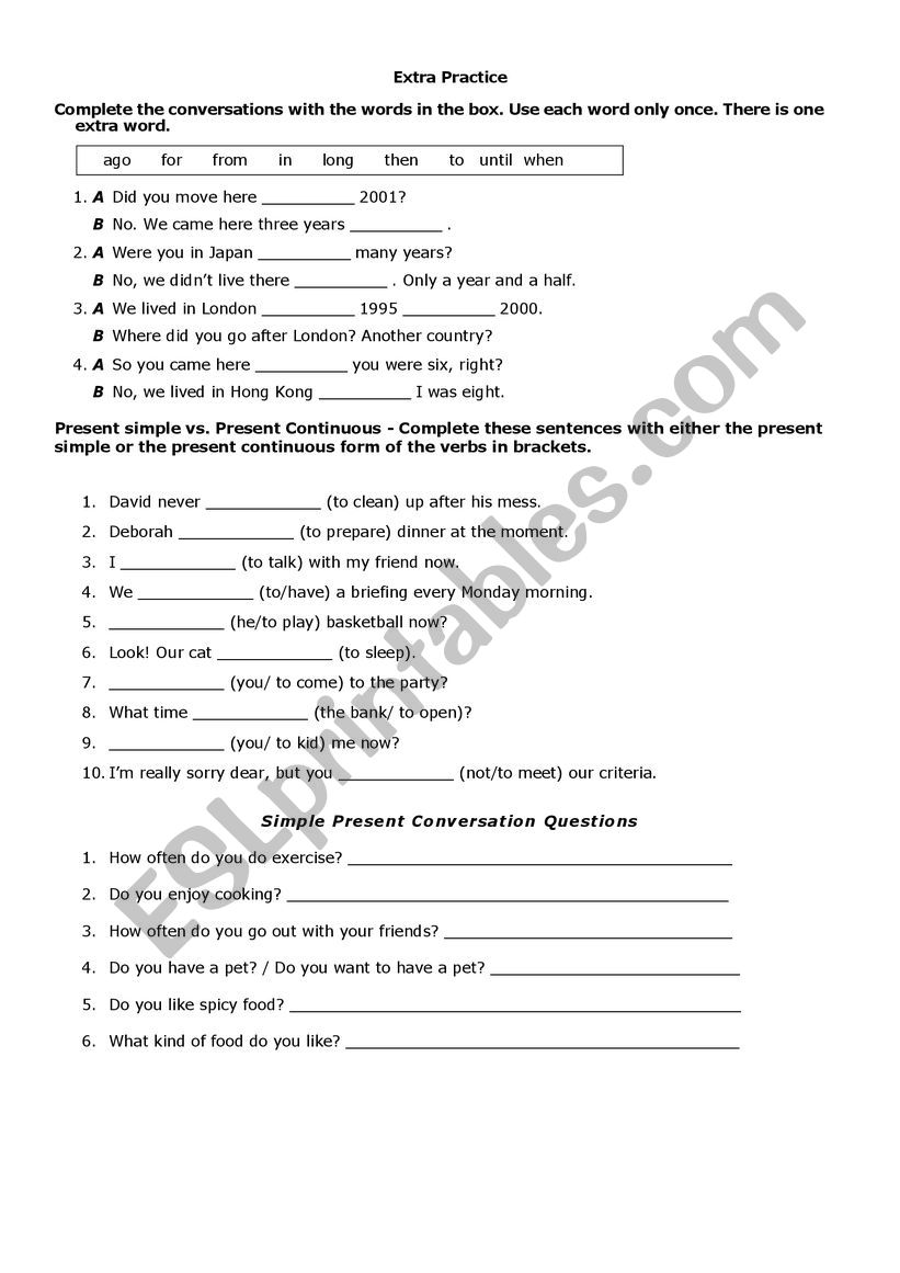 Grammar Review worksheet