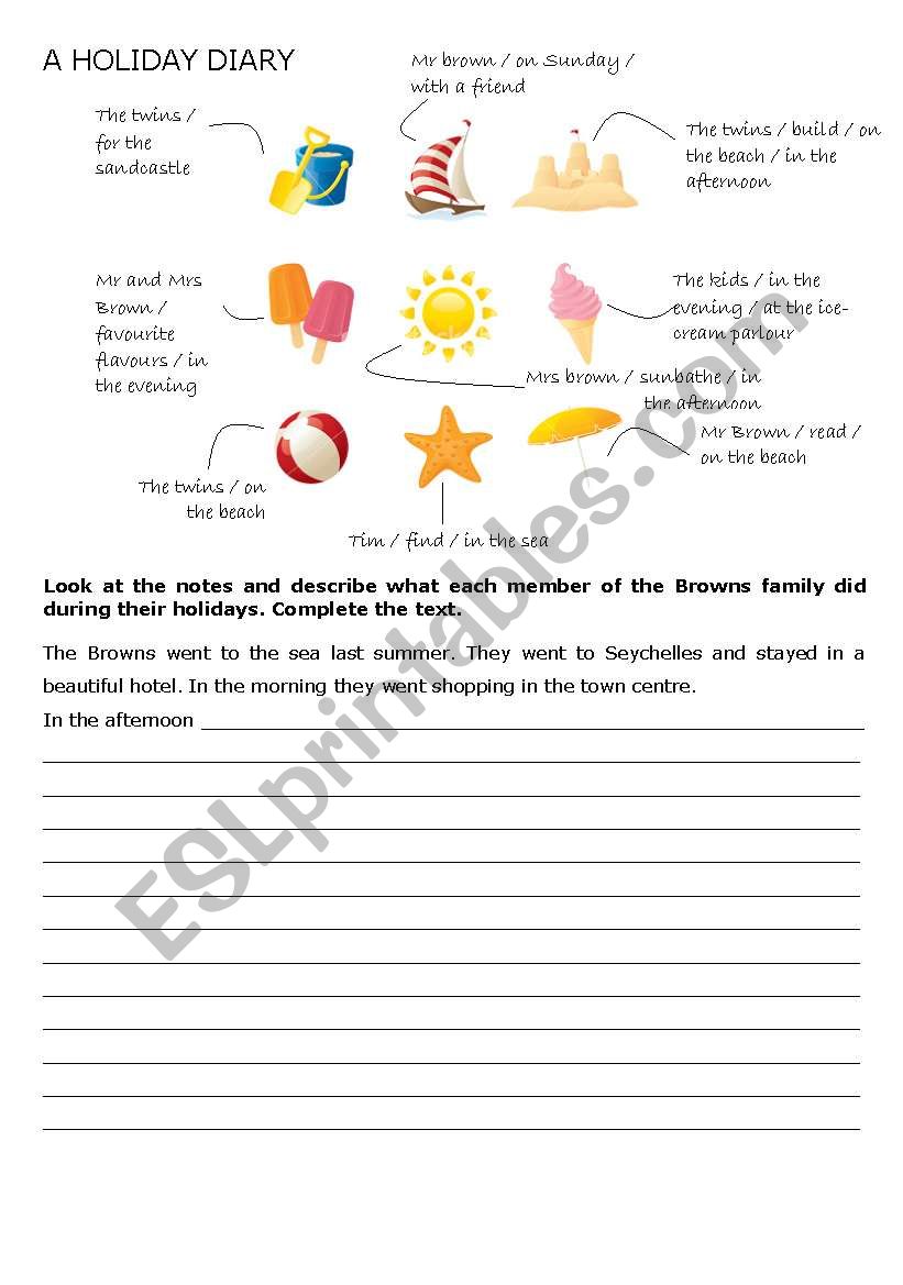 A Holiday Diary worksheet