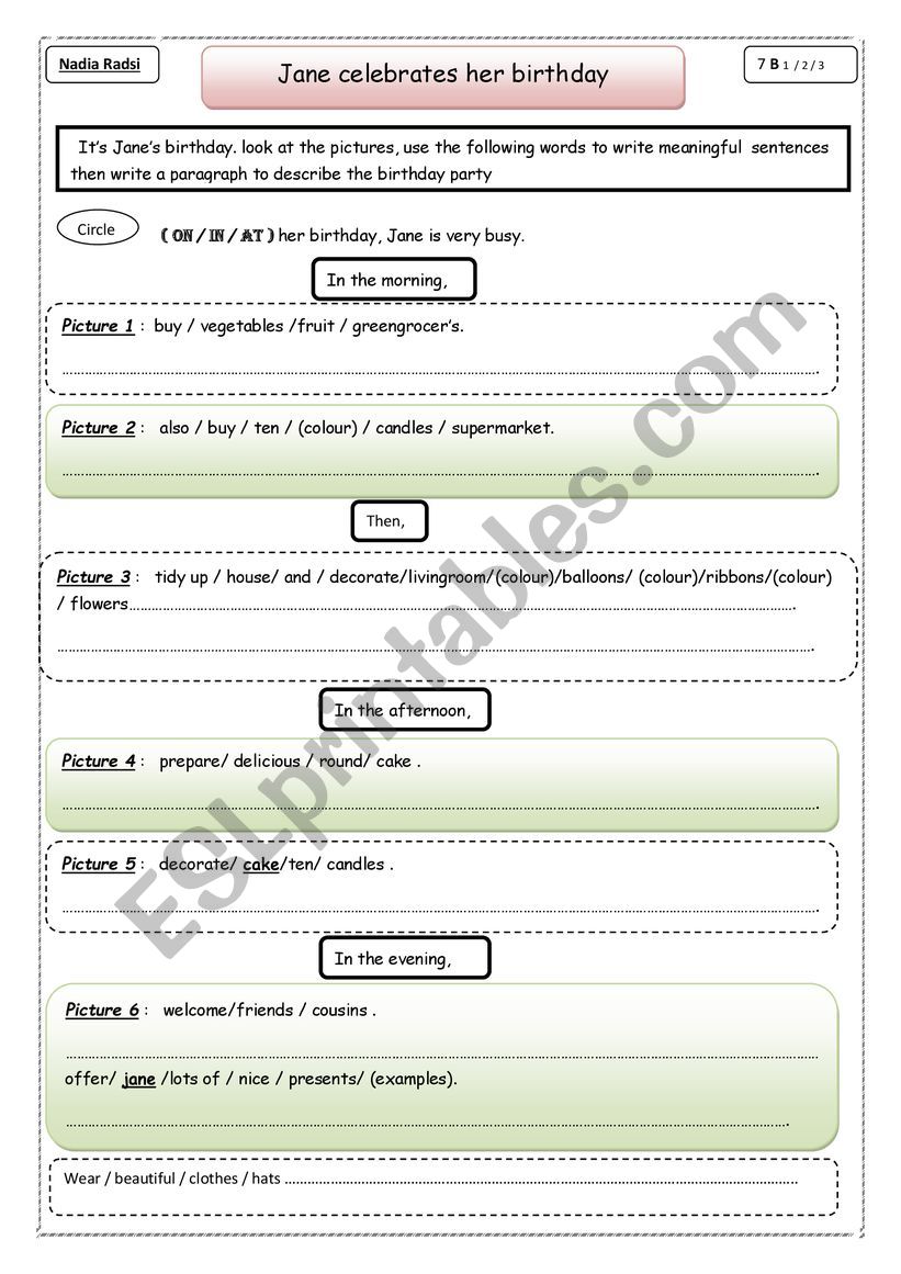 birthday worksheet