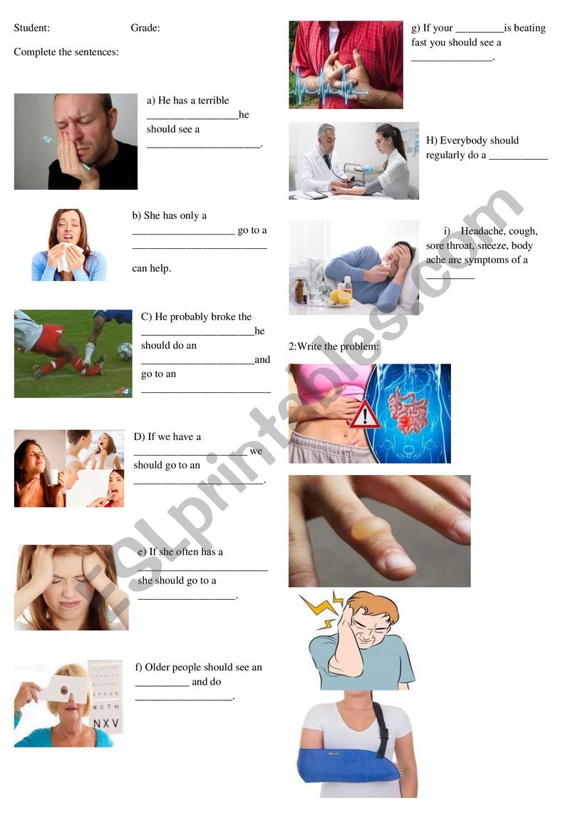 Aches worksheet