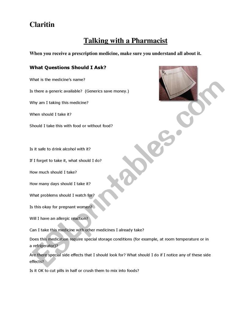 Additional Assessments for ESL/Pharmacy