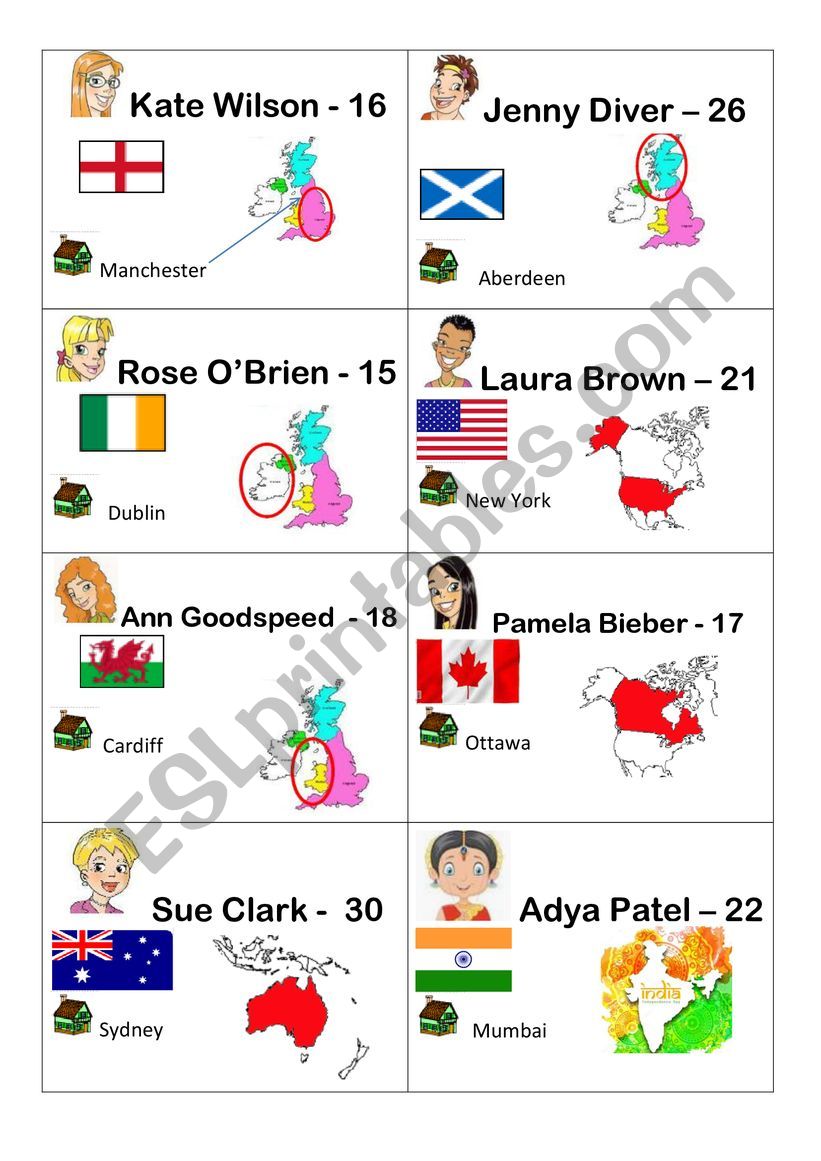 Identity cards worksheet