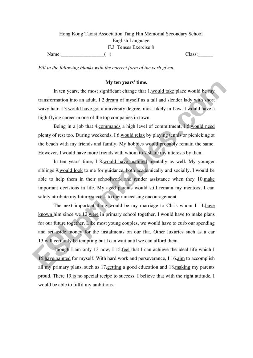 mixed tense worksheet