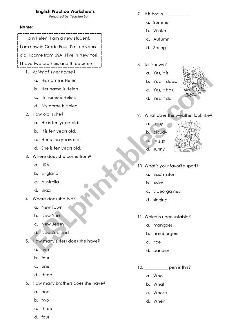 Mix Grammar and Vocabulary Test questions 50 items