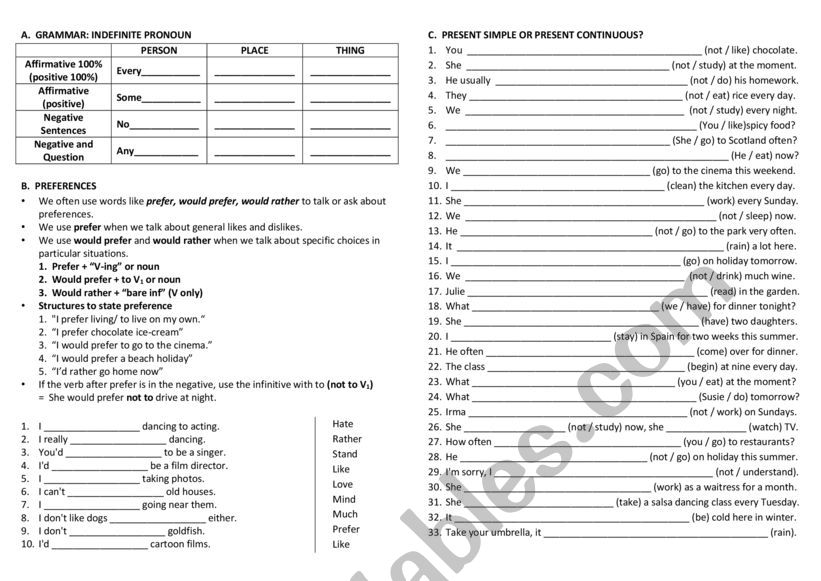 Grammar Exercise worksheet