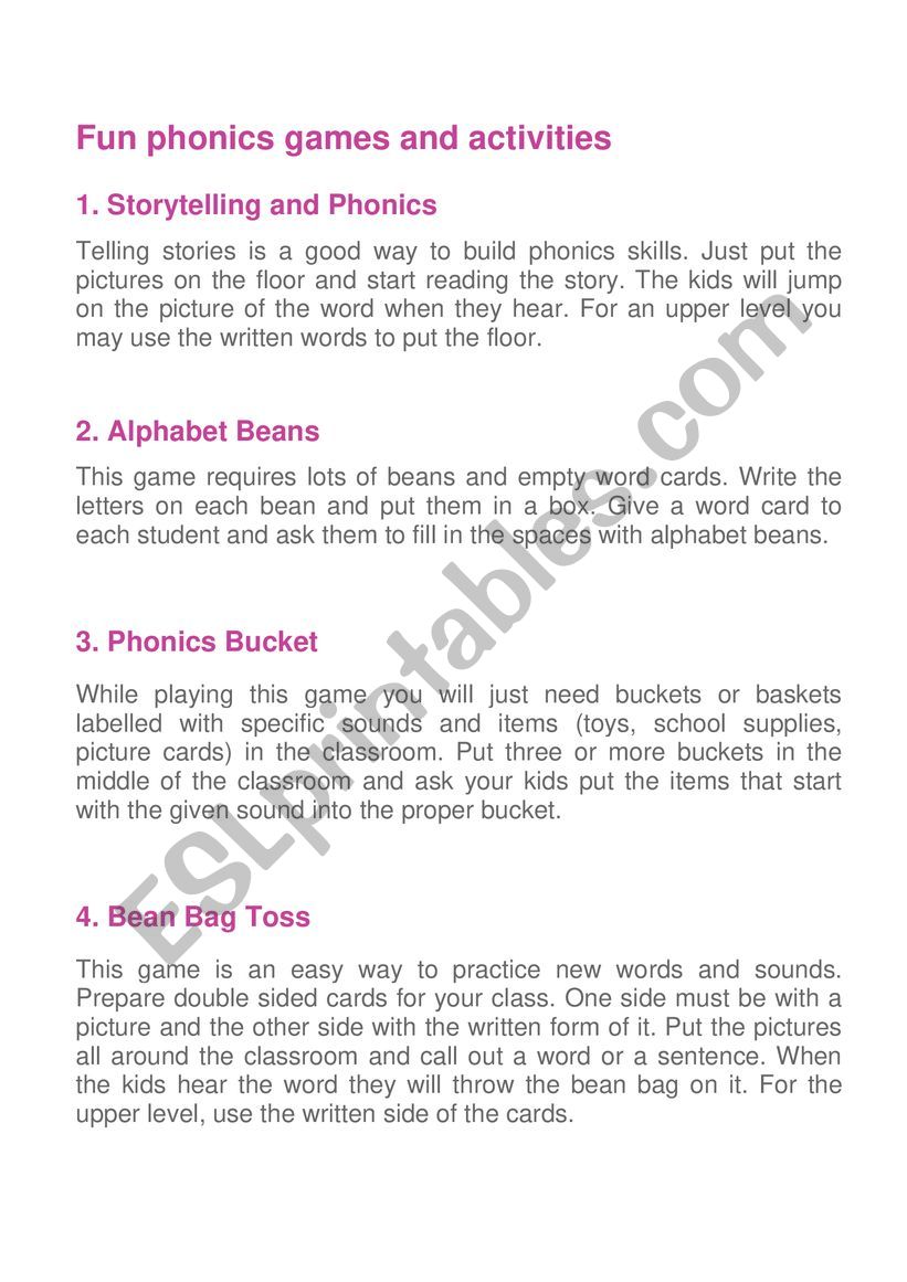 phonics games worksheet