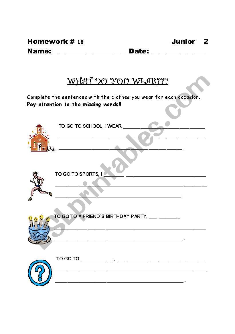 WHAT DO YOU WEAR?? worksheet