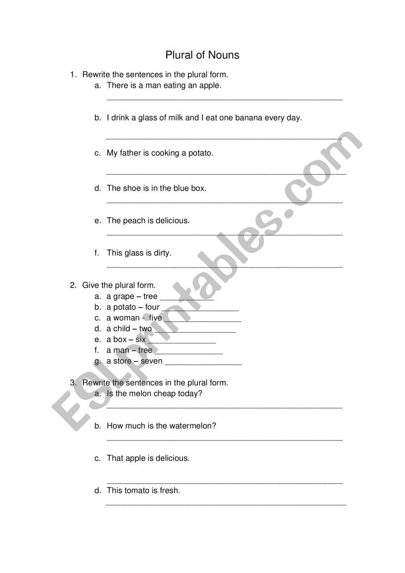 Plural Nouns worksheet