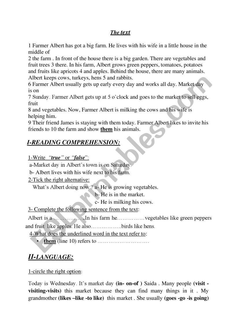 reading ,gr  and writing worksheet