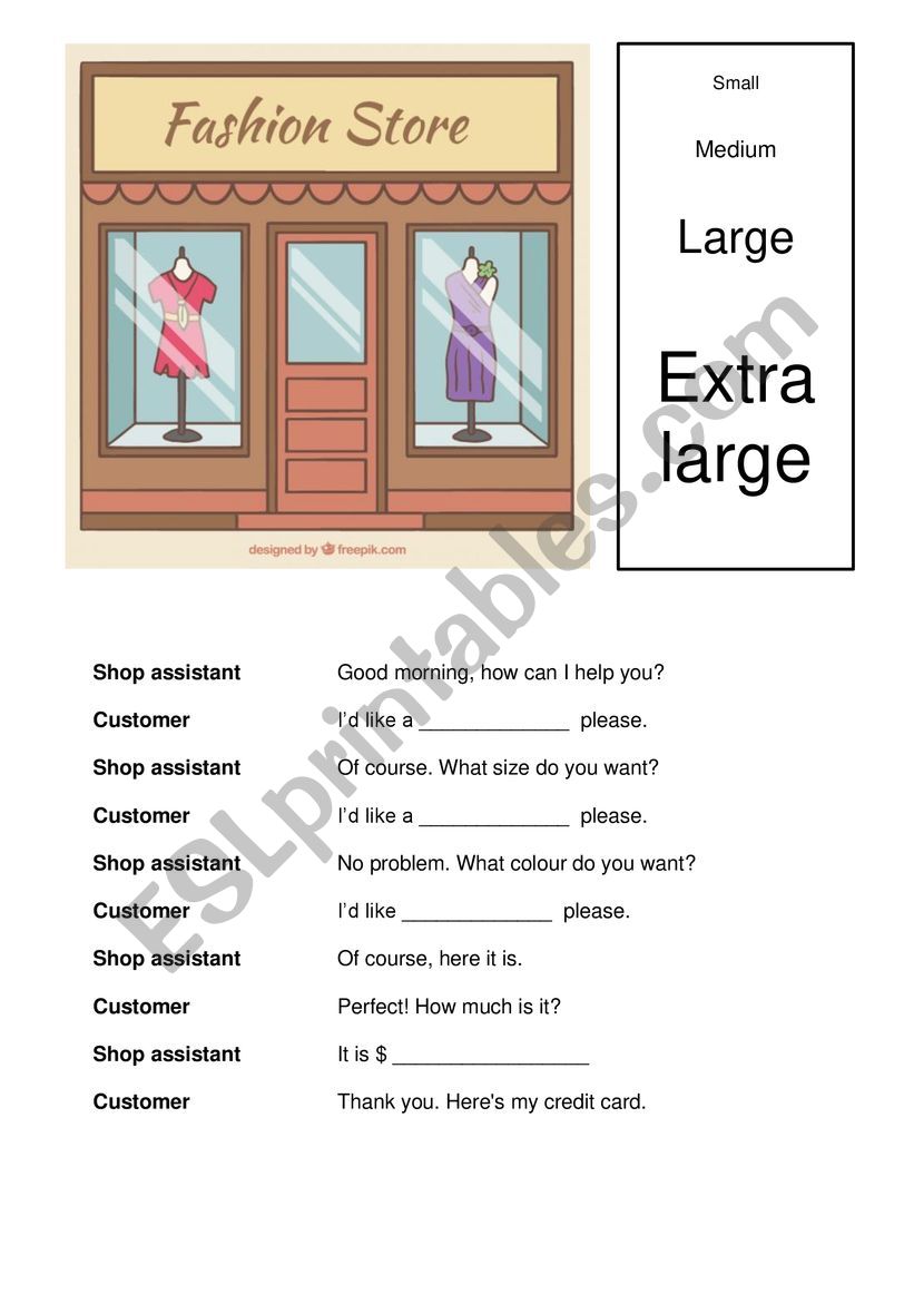 Shopping dialogue A1  worksheet