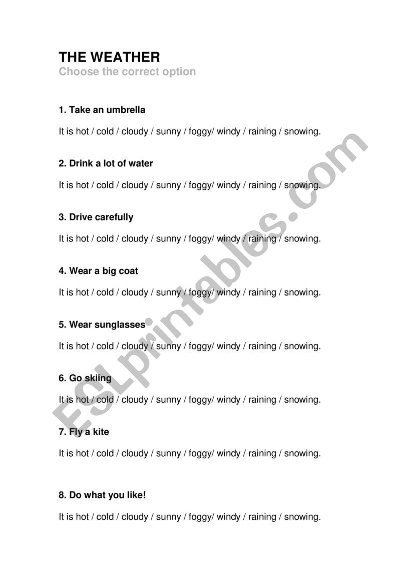 Weather matching  worksheet