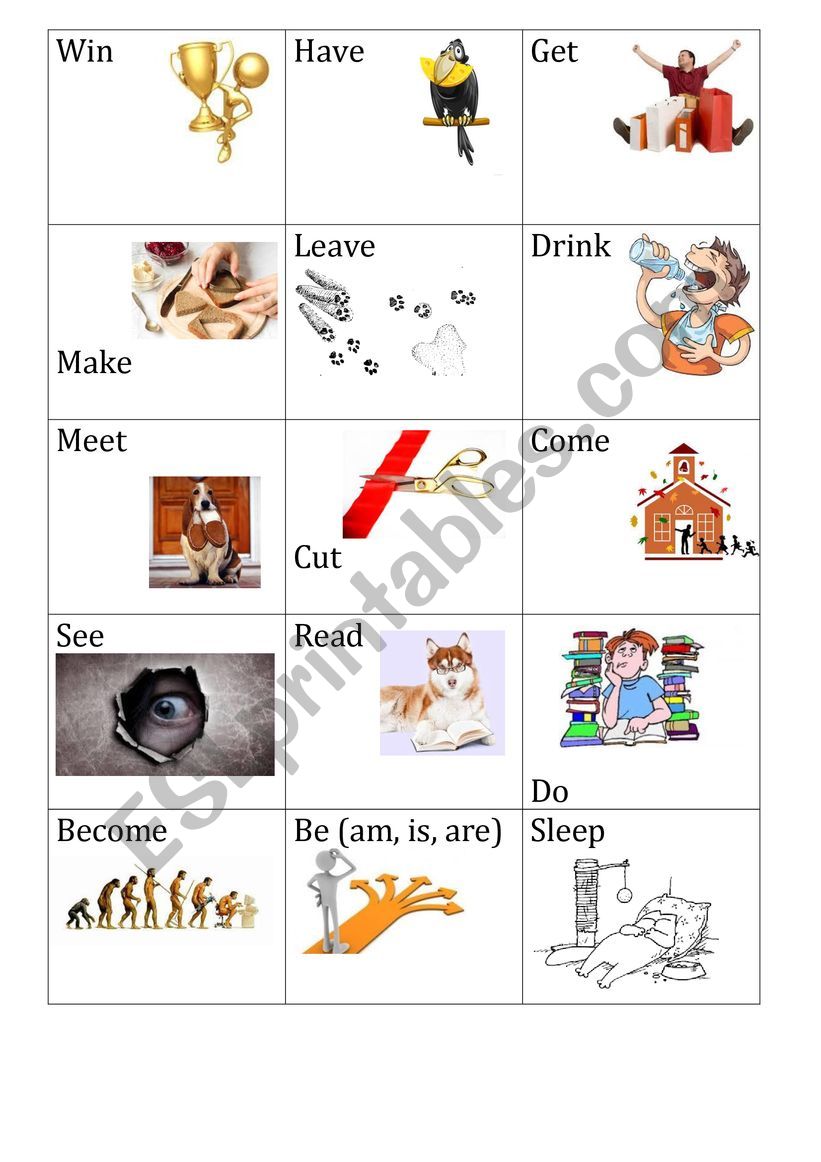 Irregular verbs cards - memory game