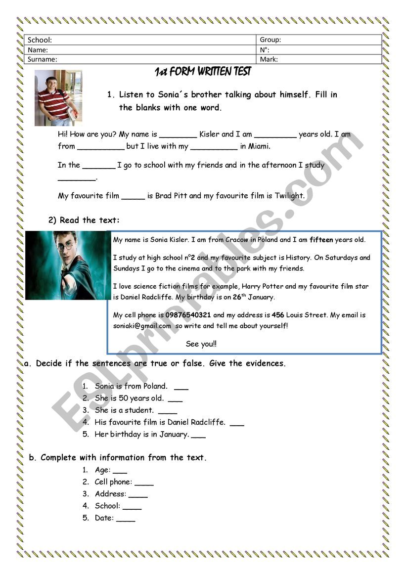 english presentation worksheet