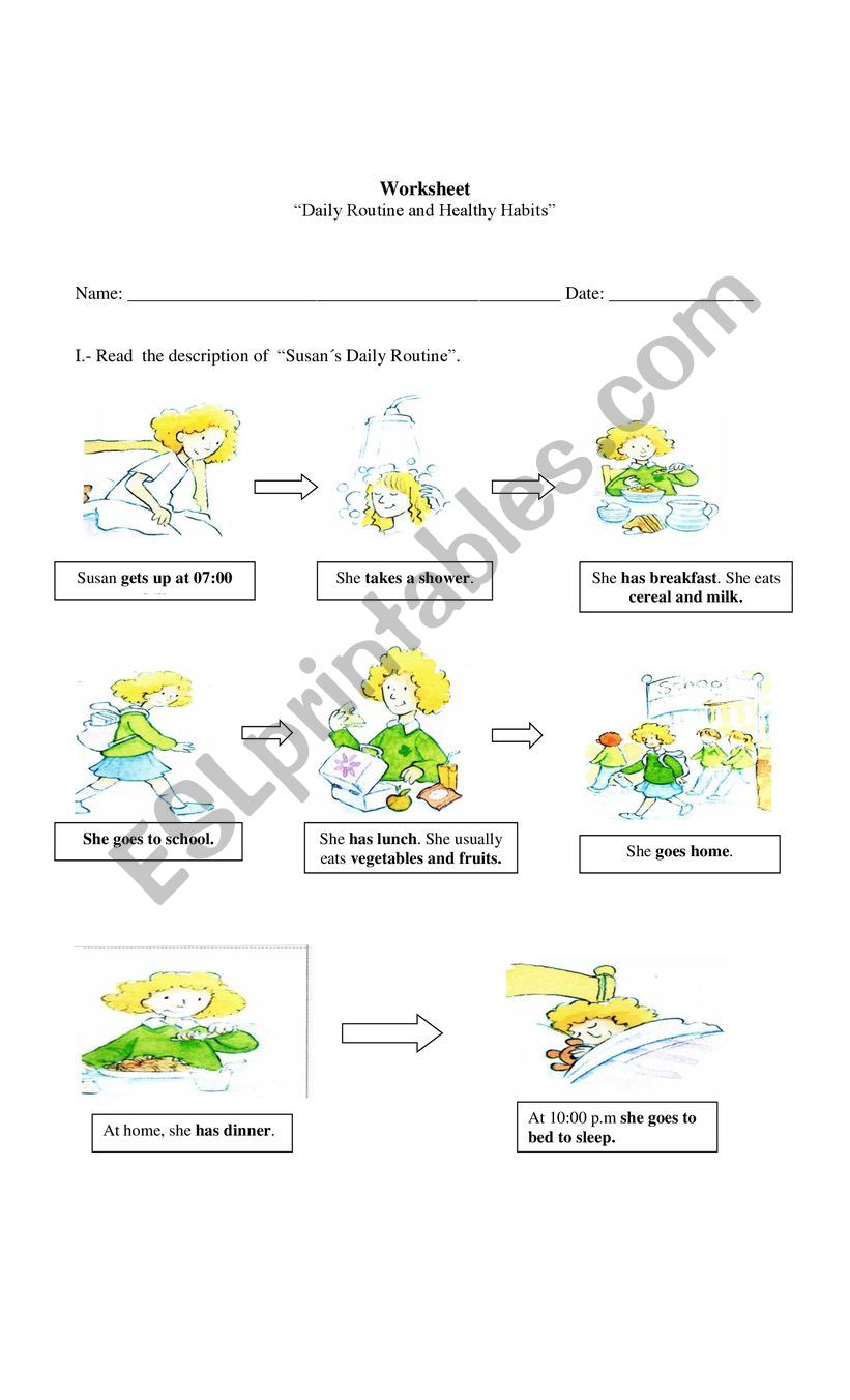 daily routine worksheet