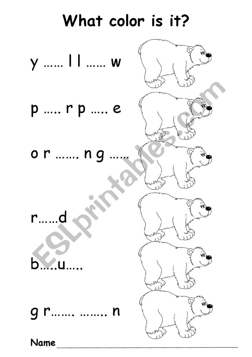 What color is it? worksheet