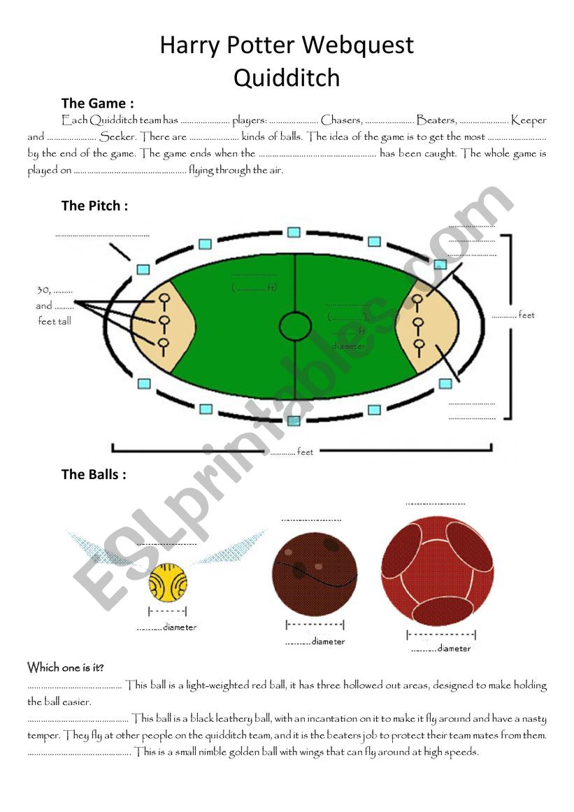 Webquest Quidditch worksheet