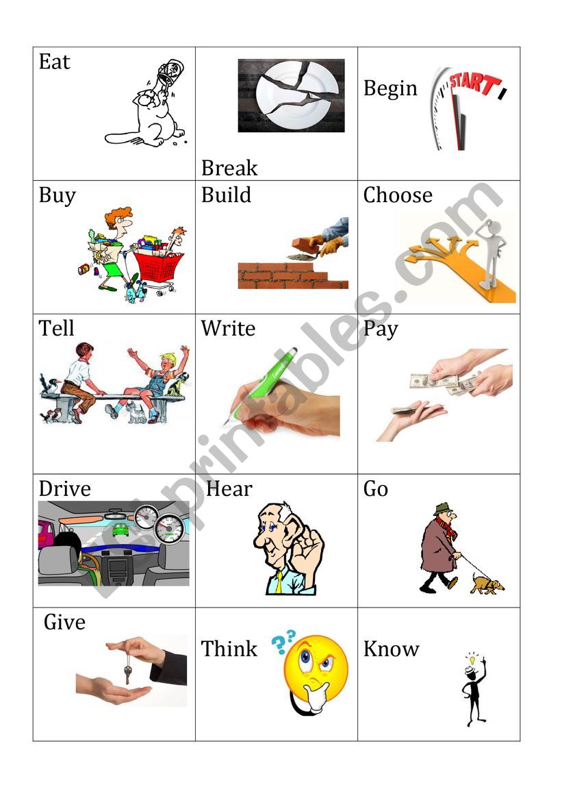 Irregular verbs cards - memory game 2 part