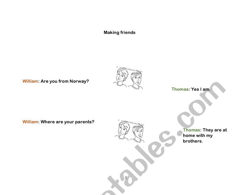 Making friends coversation worksheet