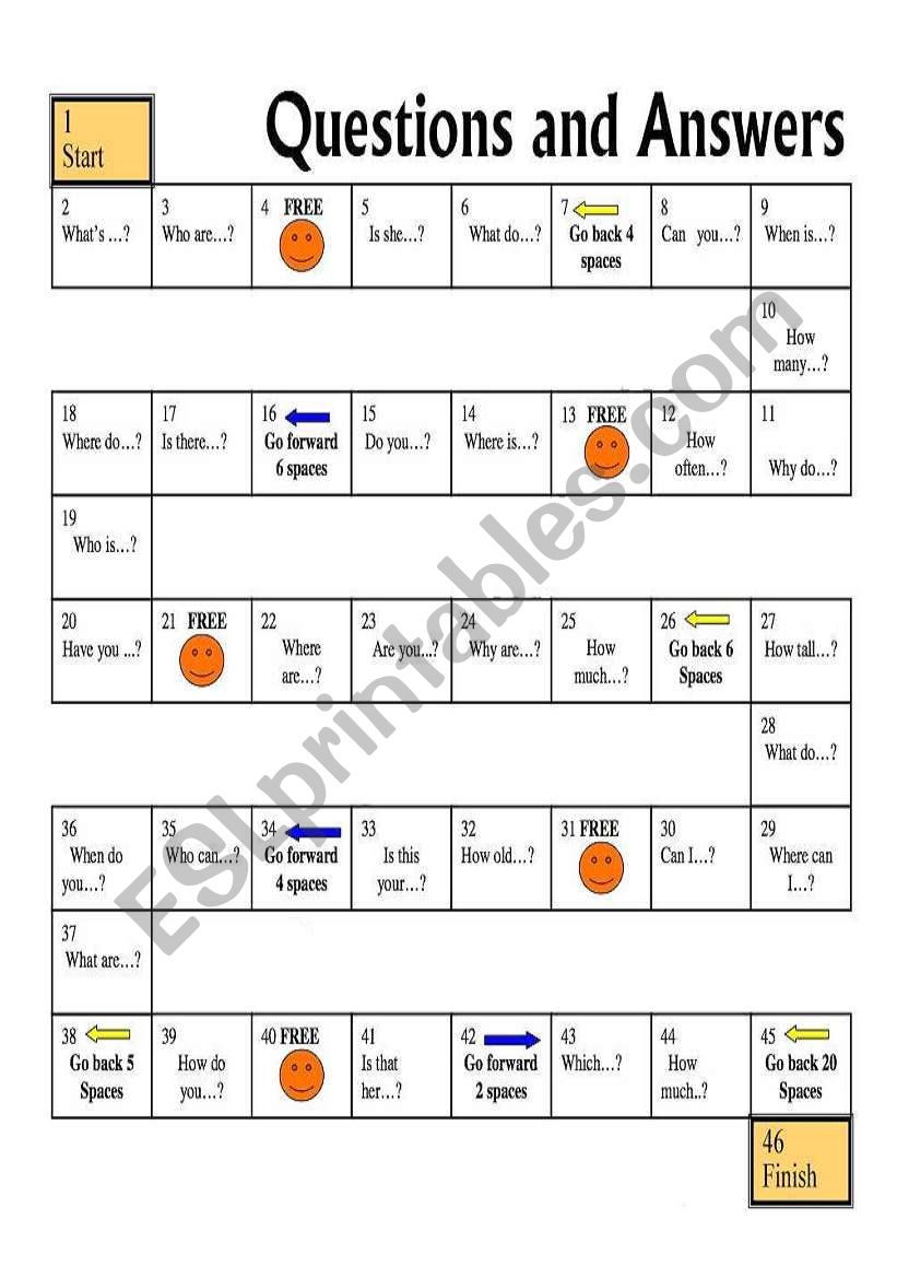 Board Game worksheet