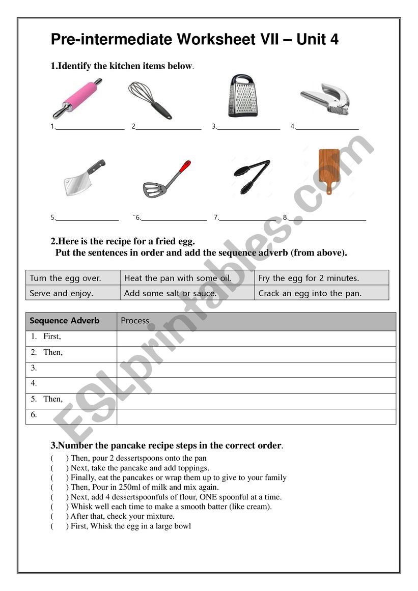 Adverbs of Sequence worksheet